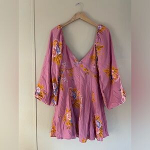 Free People Francesca Floral Print long sleeve minidress